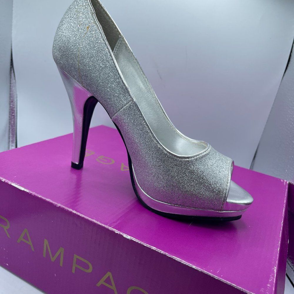 RAMPAGE Silver Glitter Women GRACEE cocktail formal party shoes 6